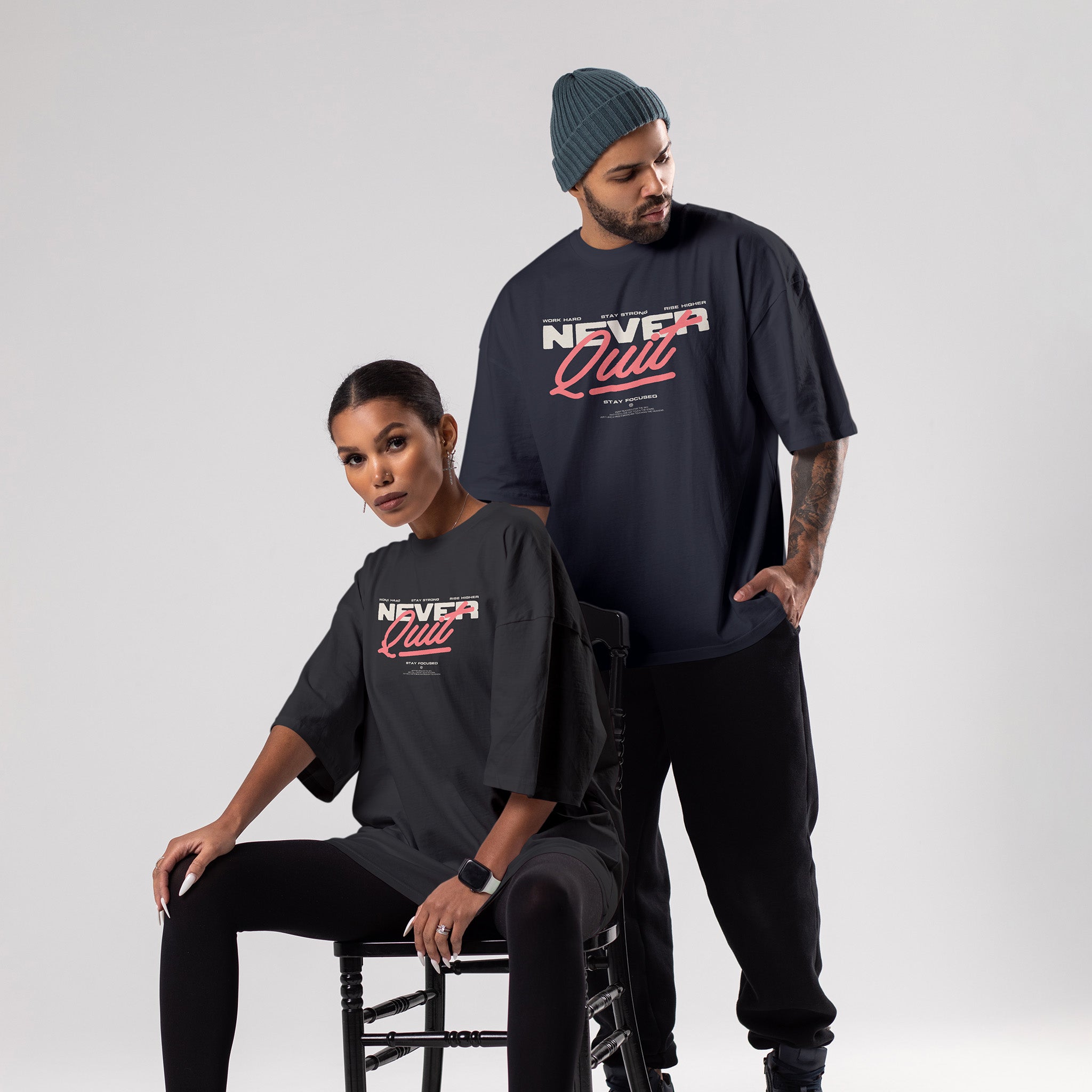NEVER QUIT Unisex Oversized Classic T-Shirt
